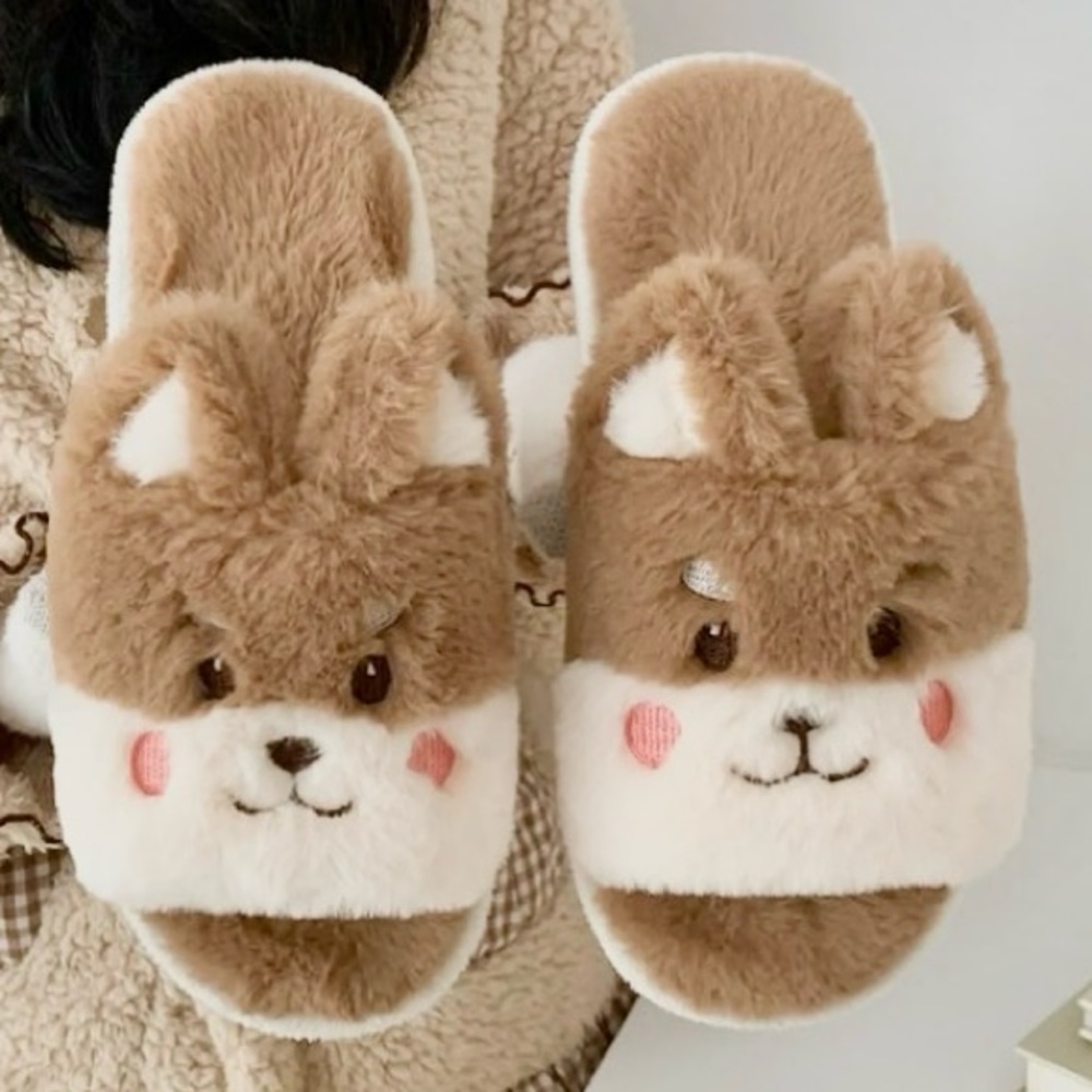 Fluffy Corgi Kawaii Slippers